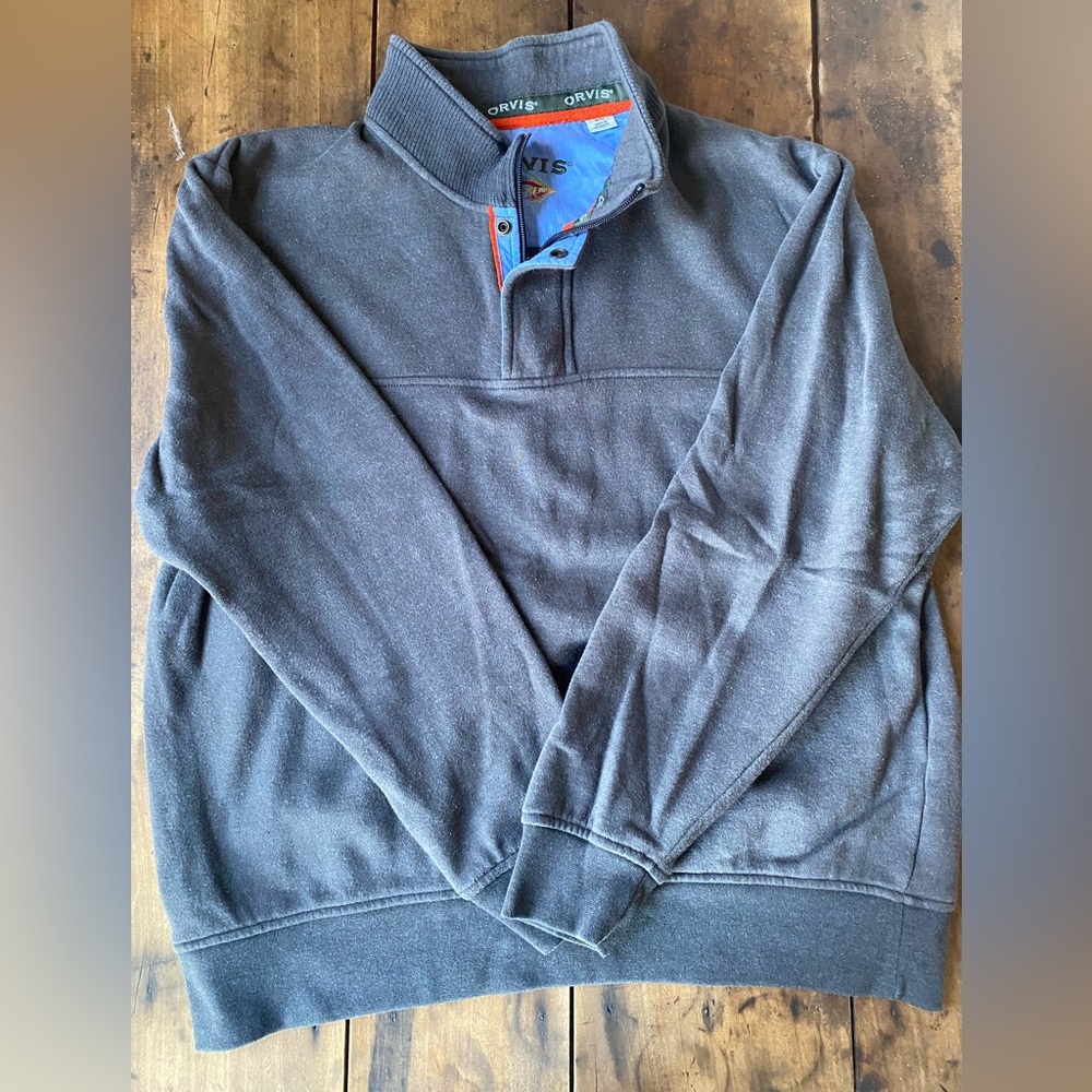 Orvis Men's Charcoal Zip Up Sweater